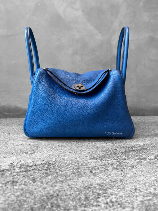 Hermes Blue Paradise Lindy 26 in Clemence Leather and Palladium Hardware