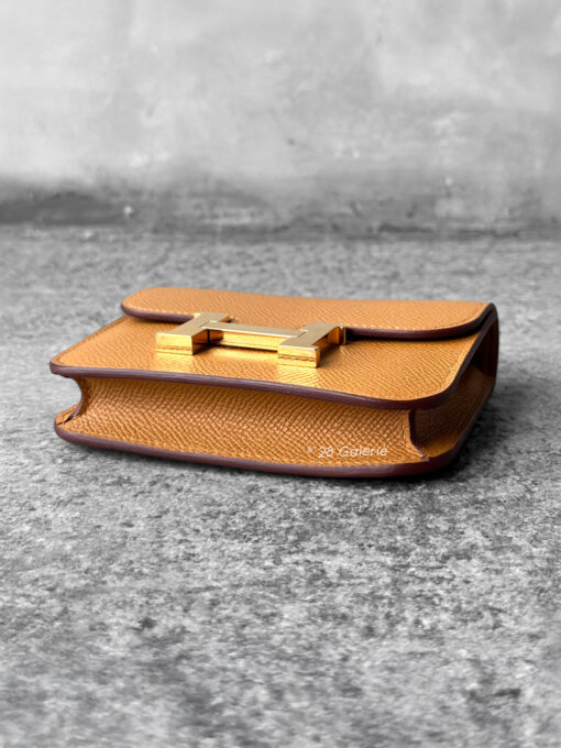 Hermes Sesame Constance Slim Wallet in Epsom Leather and Gold Hardwar
