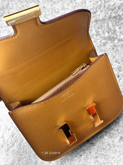 Hermes Sesame Constance Slim Wallet in Epsom Leather and Gold Hardwar