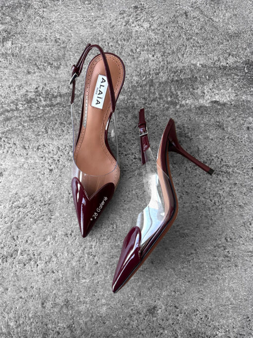 Alaia Burgundy Le Coeur Slingback Pumps