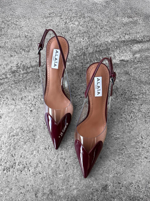 Alaia Burgundy Le Coeur Slingback Pumps
