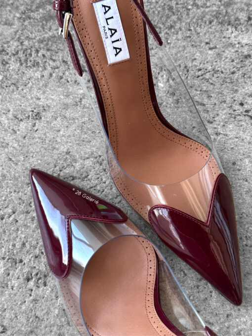 Alaia Burgundy Le Coeur Slingback Pumps