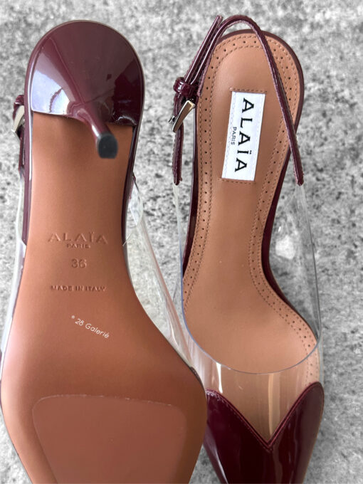 Alaia Burgundy Le Coeur Slingback Pumps
