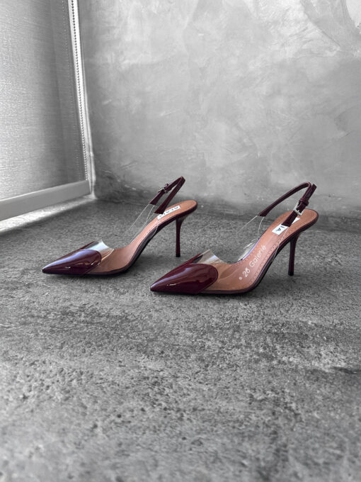 Alaia Burgundy Le Coeur Slingback Pumps