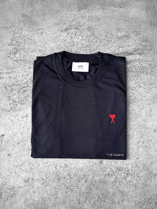 Ami Paris Black Shirt with Red Logo
