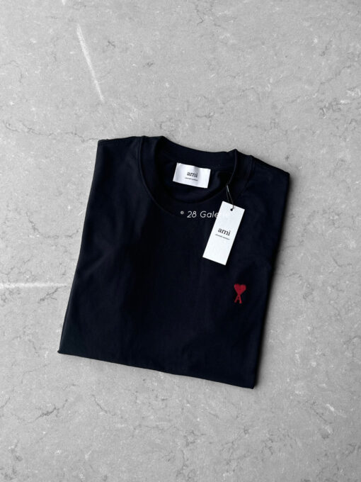 Ami Paris Black Shirt with Red Logo