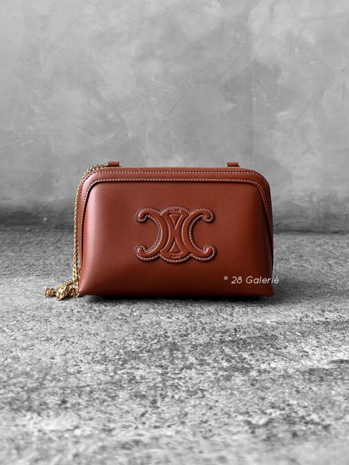 Celine Clutch on Chain Cuir Triomphe in Smooth Calfskin - Tan
