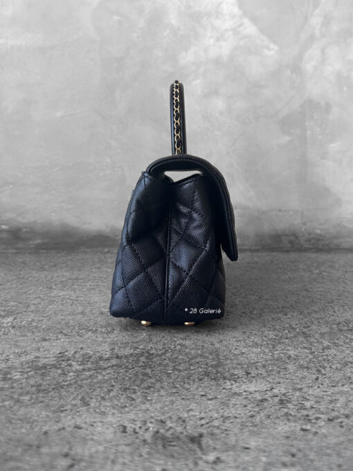 Chanel Black Mini Coco Top Handle in Caviar Leather and Gold Hardware