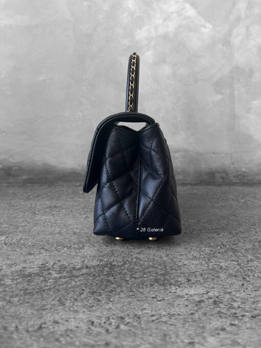 Chanel Black Mini Coco Top Handle in Caviar Leather and Gold Hardware
