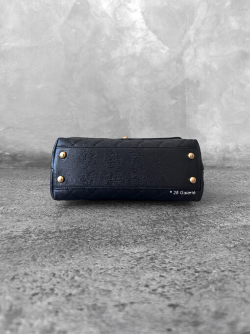 Chanel Black Mini Coco Top Handle in Caviar Leather and Gold Hardware