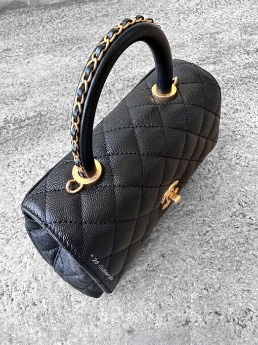 Chanel Black Mini Coco Top Handle in Caviar Leather and Gold Hardware