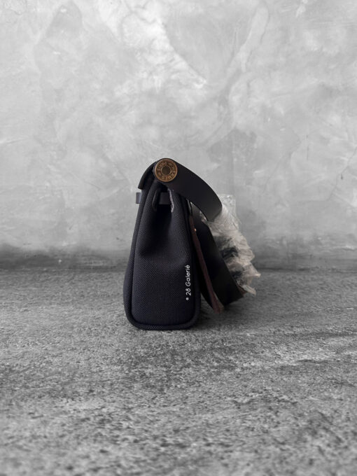 Hermes EbeneEbene Mini Zip 20 Herbag in Toile FabricLambskin Leather and Gold Hardware