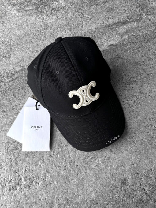 Celine Black with White Logo Baseball Cap