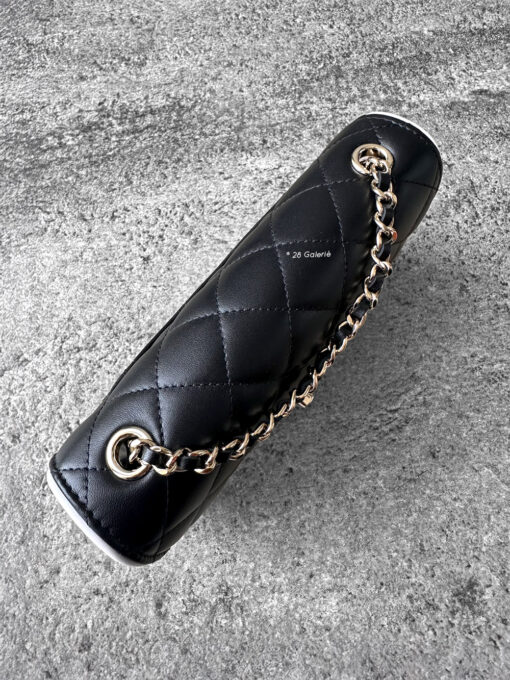 Chanel 25P Black/White Seasonal WOC in Lambskin Leather and Light Gold Hardware