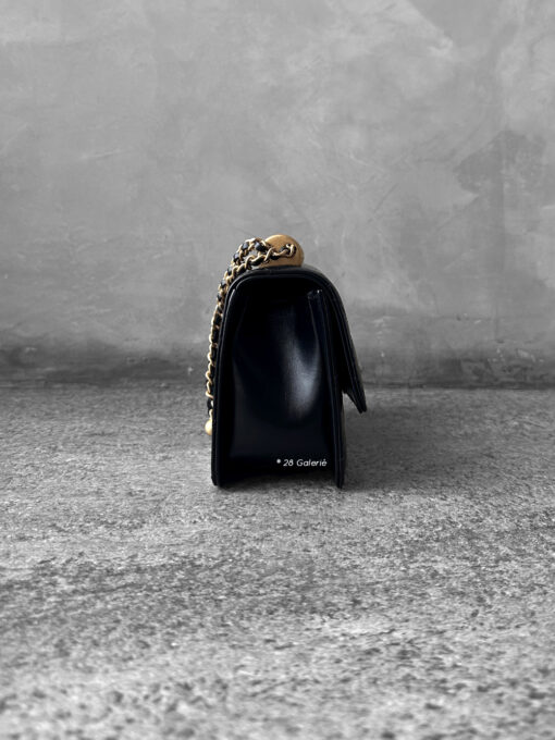 Chanel Black 24C Double Gold ball Mini Flap bag Calfskin