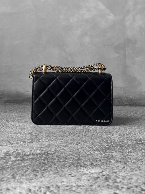 Chanel Black 24C Double Gold ball Mini Flap bag Calfskin