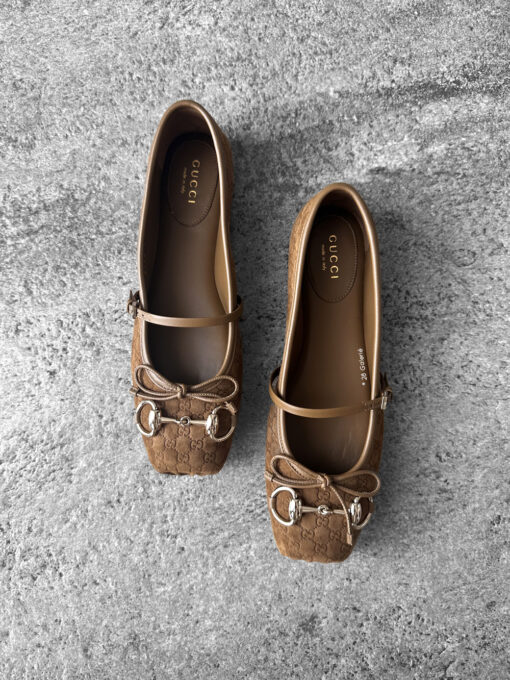 Gucci Brown 36EU Suede Ballet Flats with Horsebit Buckle