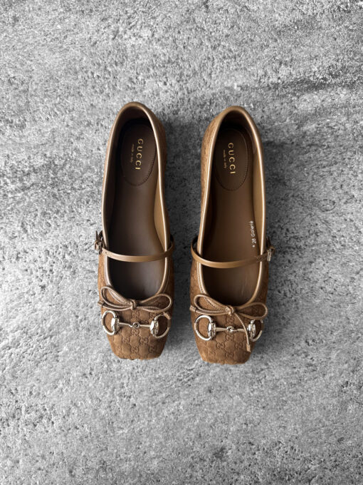 Gucci Brown 36EU Suede Ballet Flats with Horsebit Buckle