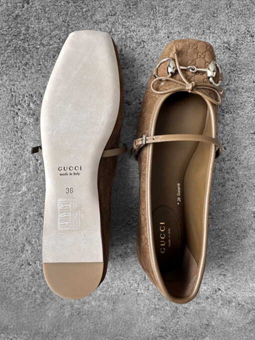 Gucci Brown 36EU Suede Ballet Flats with Horsebit Buckle
