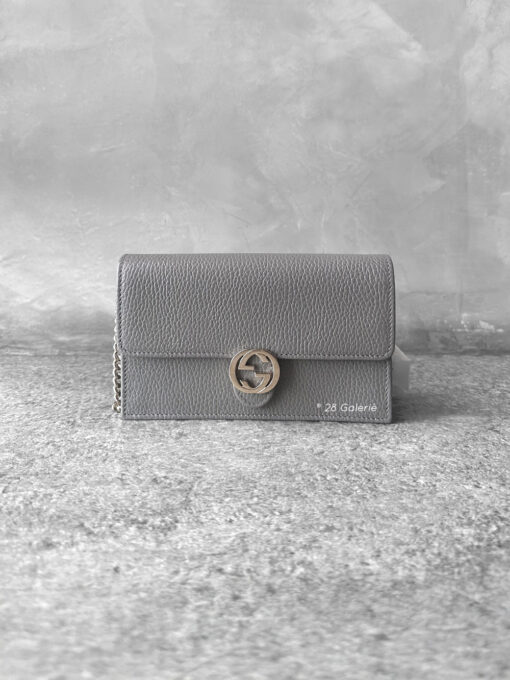 Gucci Gray Interlocking GG Logo and Silver Hardware