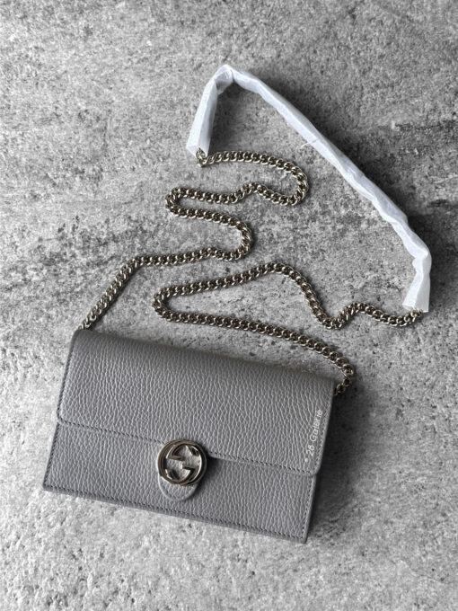 Gucci Gray Interlocking GG Logo and Silver Hardware