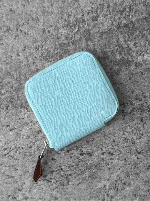 Hermes Bleu Brume Silk’In Compact Wallet in Epsom Leather and Palladium Hardware