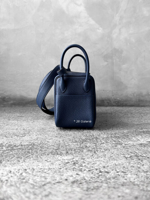 Hermes Blue Mini Lindy in Clemence Leather and Palladium Hardware