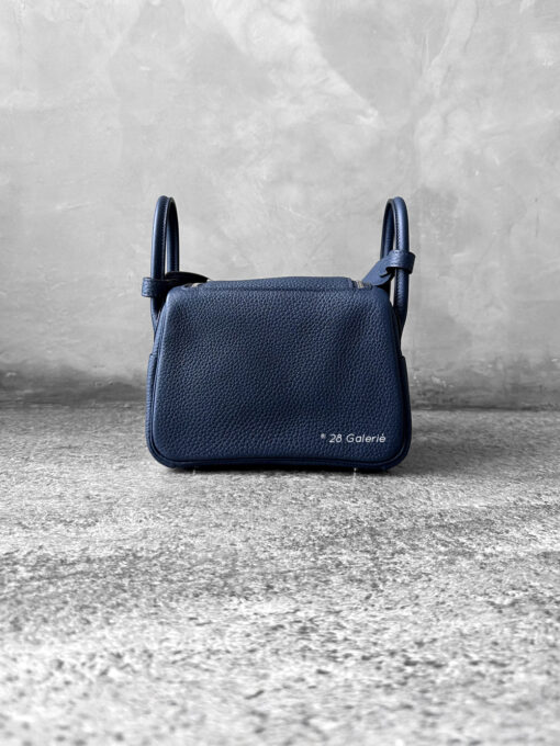 Hermes Blue Mini Lindy in Clemence Leather and Palladium Hardware
