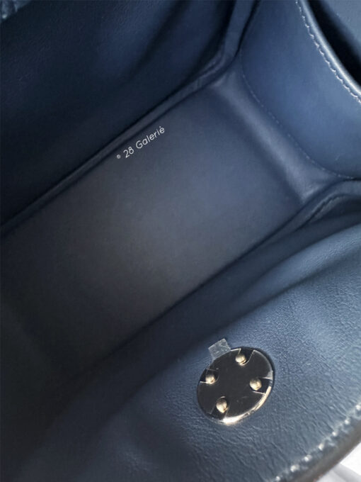 Hermes Blue Mini Lindy in Clemence Leather and Palladium Hardware