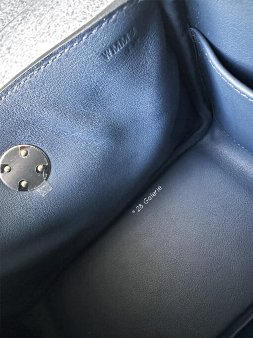 Hermes Blue Mini Lindy in Clemence Leather and Palladium Hardware