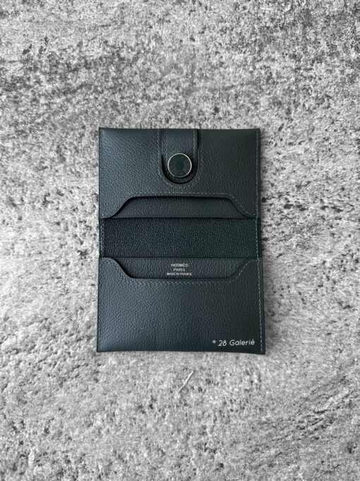 Hermes Vert Fonce R.M.S Cardholder in Calfskin Leather And Palladium Hardware