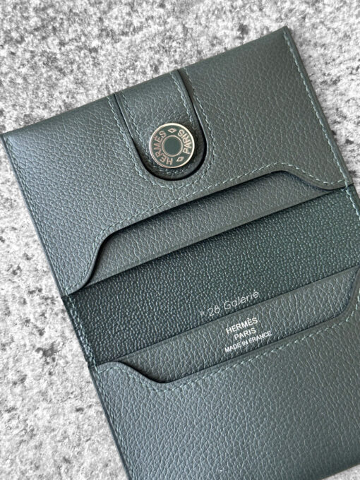 Hermes Vert Fonce R.M.S Cardholder in Calfskin Leather And Palladium Hardware