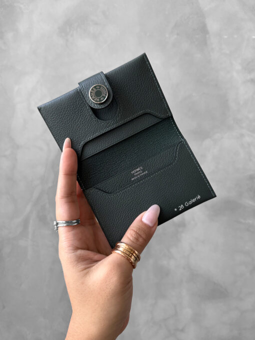 Hermes Vert Fonce R.M.S Cardholder in Calfskin Leather And Palladium Hardware