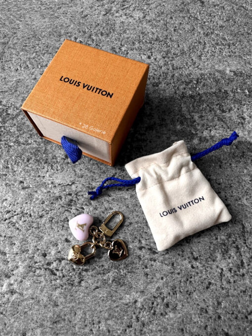 Louis Vuitton Pink Monogram Micro Charms LV heart Keychains