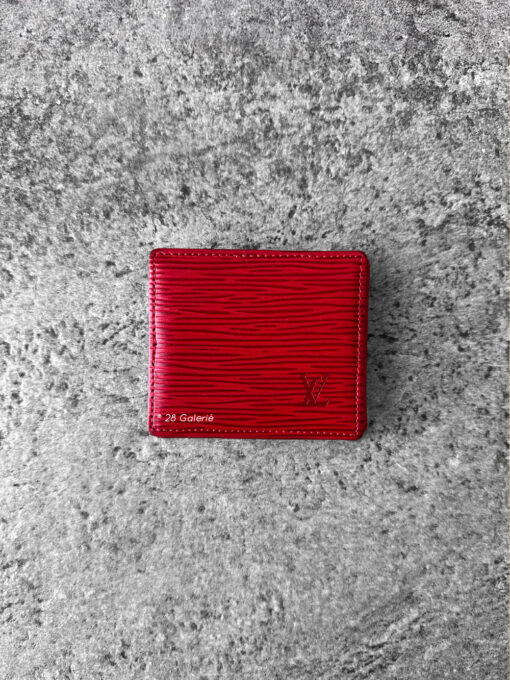 Louis Vuitton Red Porte Monnaie Square Coin Wallet in Epi Leather