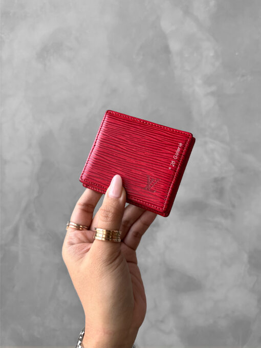 Louis Vuitton Red Porte Monnaie Square Coin Wallet in Epi Leather