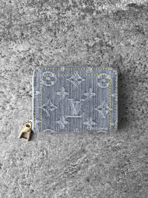 Louis Vuitton Washed Blue Denim Zippy Coin Wallet in Monogram Canvas and Gold Hardware