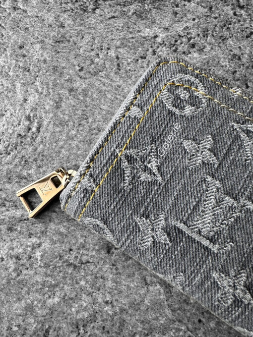 Louis Vuitton Washed Blue Denim Zippy Coin Wallet in Monogram Canvas and Gold Hardware