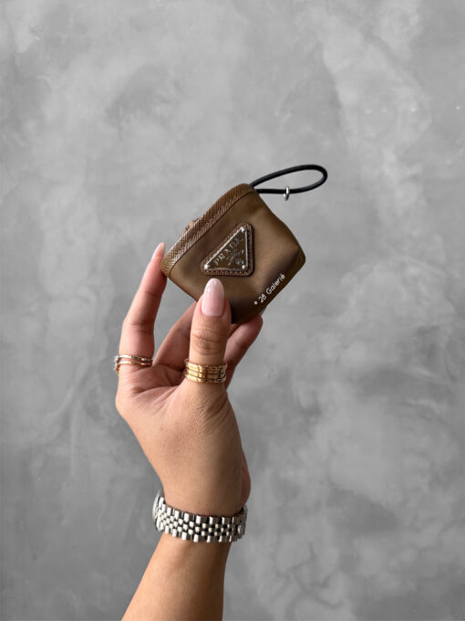 Prada Cork Beige Re-Nylon Mini Pouch Bag Charm