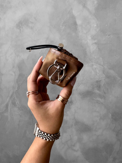 Prada Cork Beige Re-Nylon Mini Pouch Bag Charm