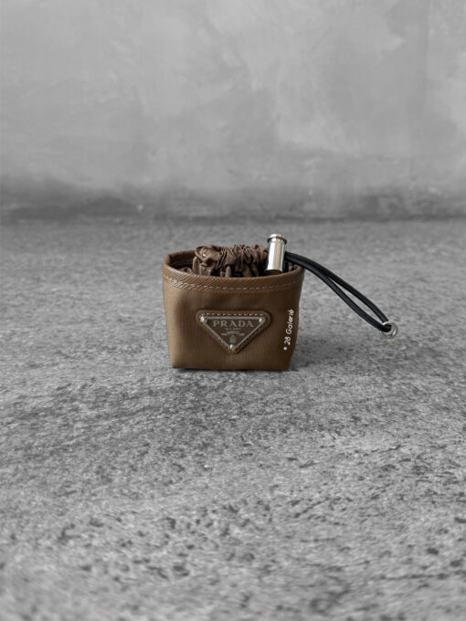 Prada Cork Beige Re-Nylon Mini Pouch Bag Charm