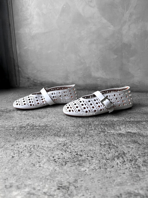 Alaia White Vienna Leather Ballet Flats Size 39