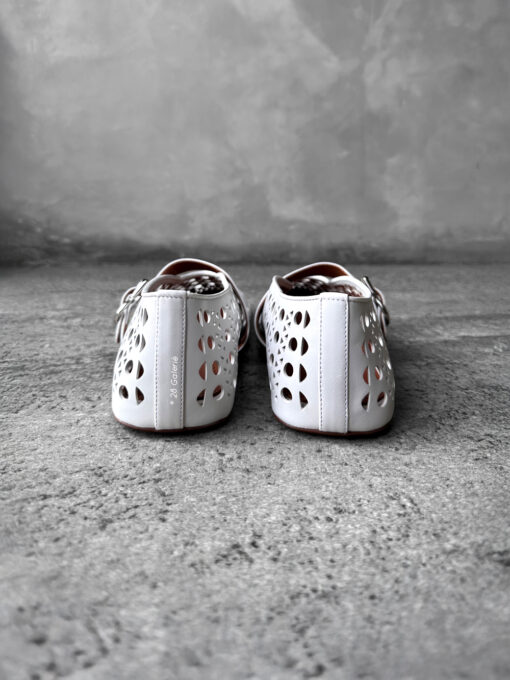 Alaia White Vienna Leather Ballet Flats Size 39