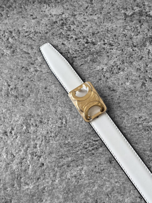 Celine Tan/rice Triomphe belt Reversible Gold Hardware S80