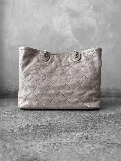 Chanel Beige Matelasse Wild Stitch Medium Tote Bag in Caviar Leather and Silver Hardware