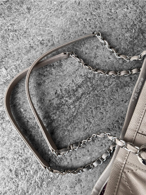 Chanel Beige Matelasse Wild Stitch Medium Tote Bag in Caviar Leather and Silver Hardware