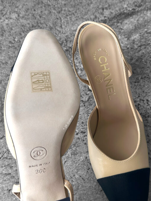 Chanel Beige/Black 3.5” heel Slingback size 36