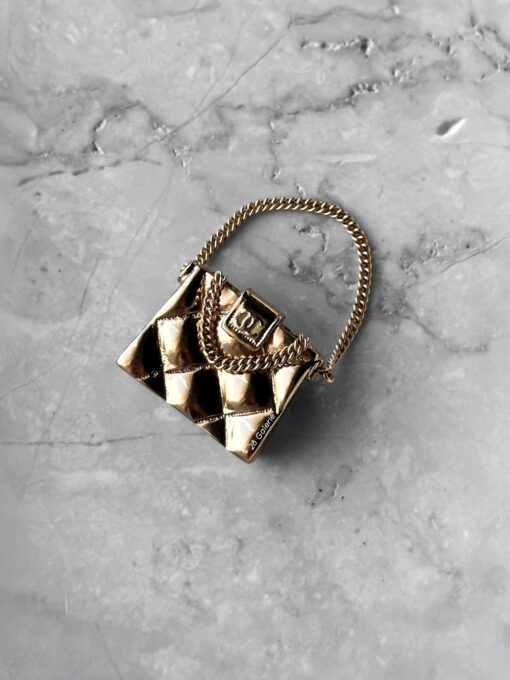 Chanel Gold CC Quilted Bag Pin Brooch