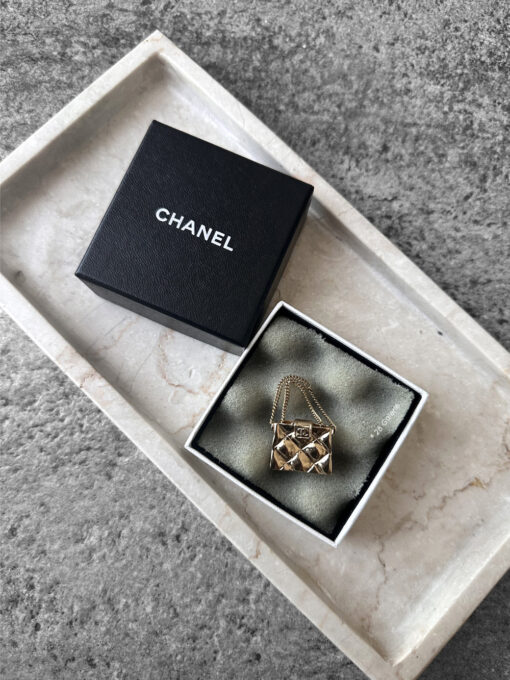 Chanel Gold CC Quilted Bag Pin Brooch
