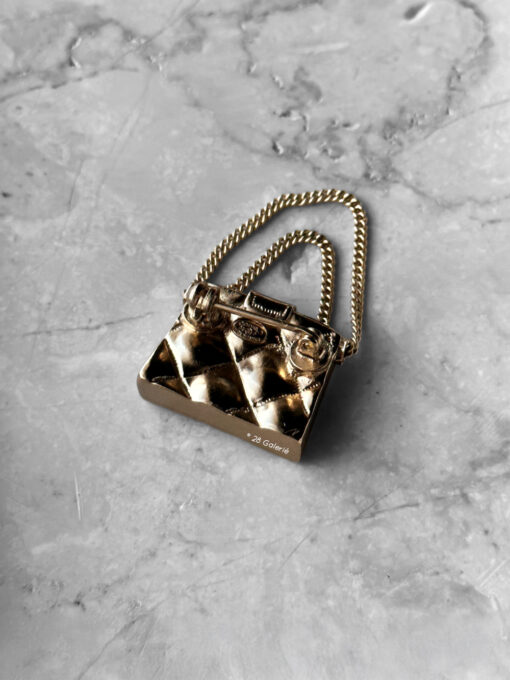 Chanel Gold CC Quilted Bag Pin Brooch